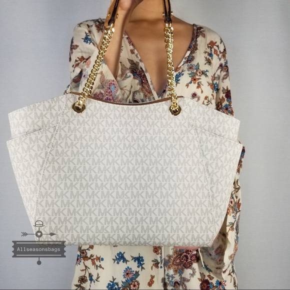 Michael Kors Vanilla Large chain tote Jet set bag - Picture 6 of 8